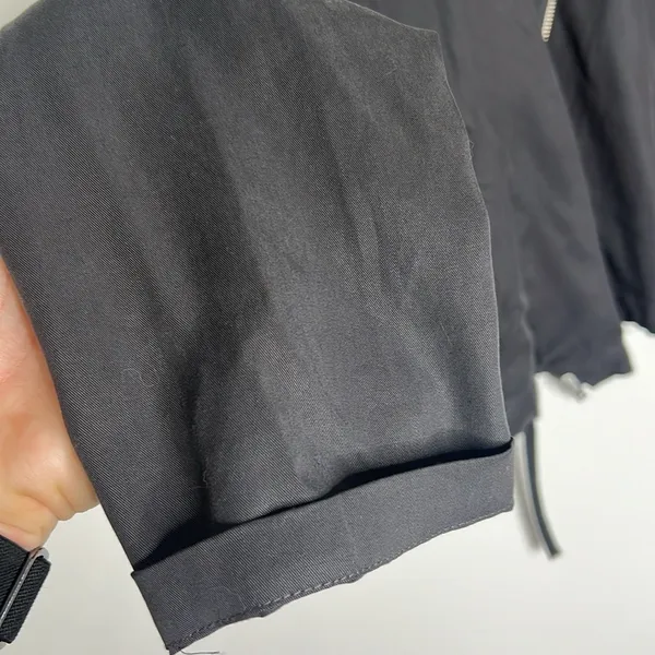 Abercrombie & Fitch Gray Drape Moto Cargo Utility bomber Jacket - Image 3