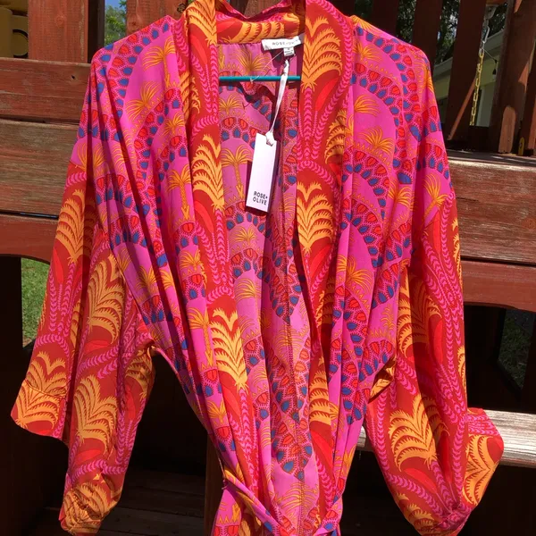 NEW Rose & Olive Kimono / Duster / Robe / Swim Coverup M - Image 3
