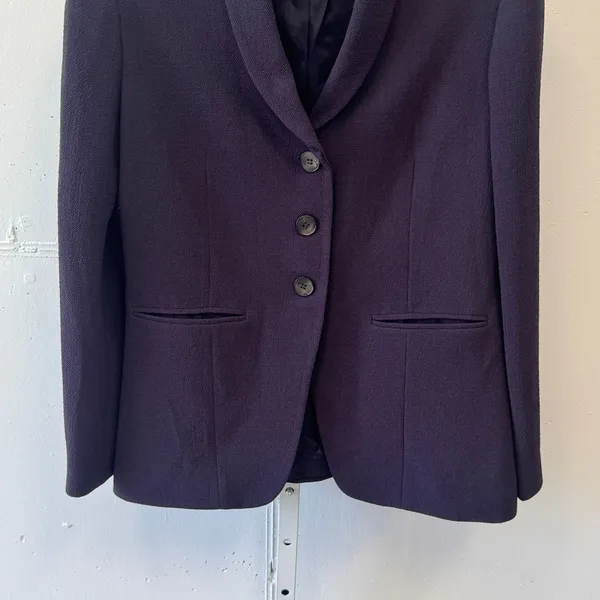 Jones New York Deep Purple Shawl Collar Crepe Blazer Jacket Size 6 Career - Image 5