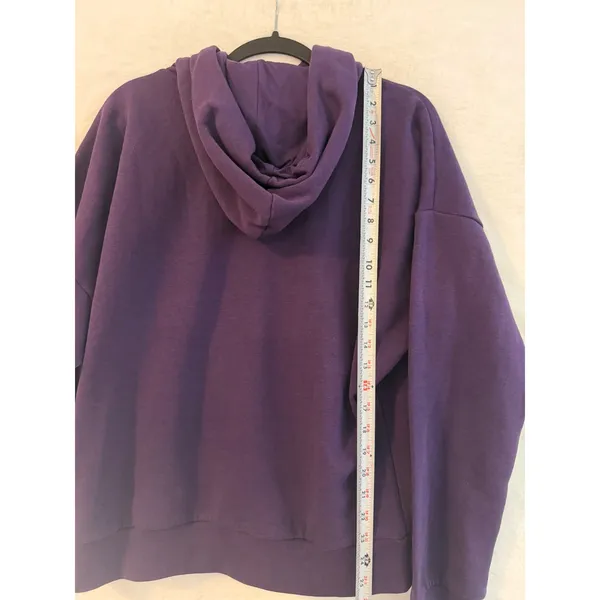 Adidas Hoodie Womens Large Purple Graphic Logo Pullover Fleece Sweatshirt L - Image 6