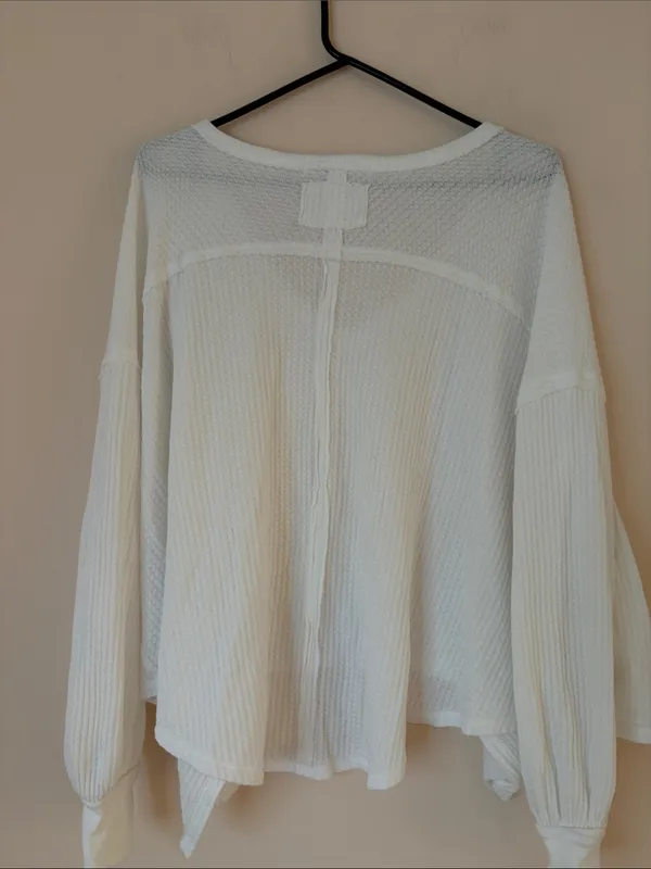 Free People Coraline white thermal long sleeve top - Image 3