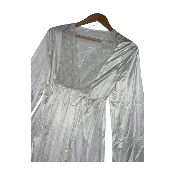Vintage Gilead Robe Womens Small Ivory Lace Peignoir Lingerie Bridal Retro 1970s - Image 7