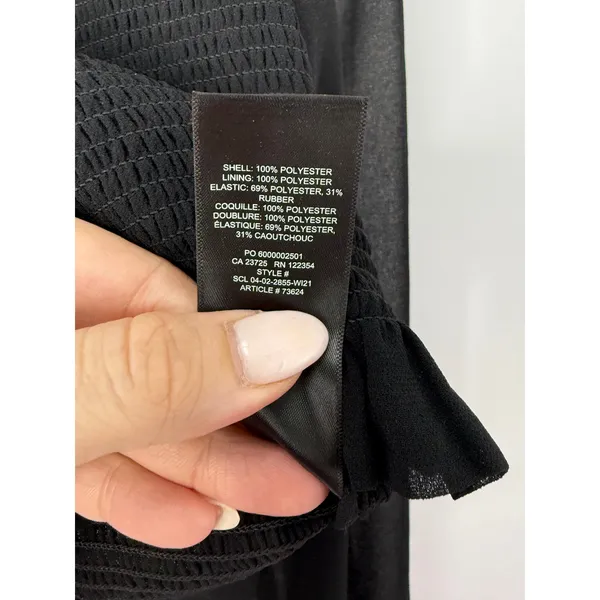 Aritzia Wilfred Tempest Blouse Black Smocked Sheer Sleeve Crop Top Size S - Image 11