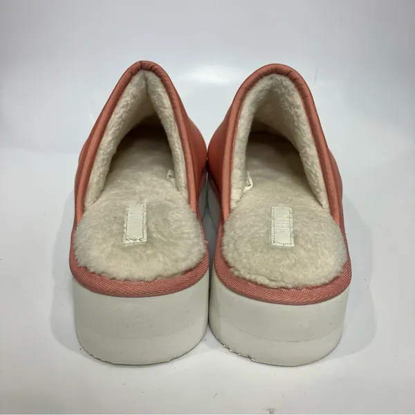 Anthropologie‎ Maeve puffy platform slippers mules peach white women’s size 8-9 - Image 6