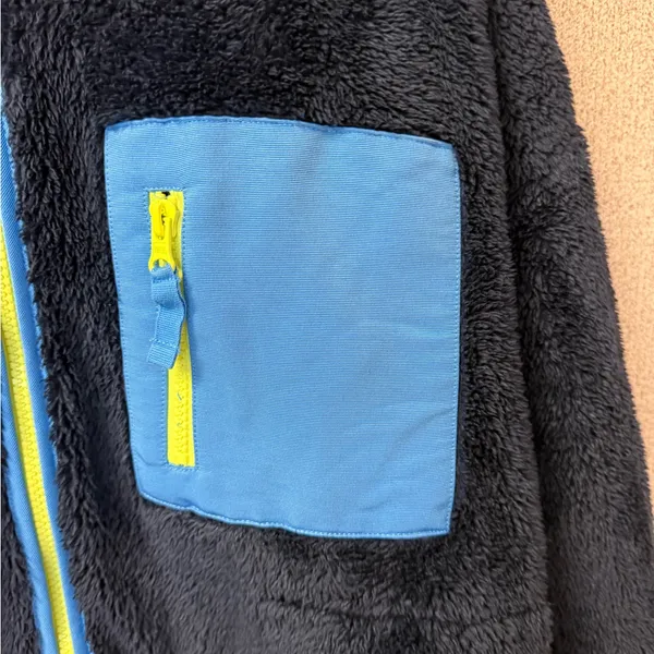 J Crew Women's Size Medium Full Zip‎ Fleece Super Plush Sherpa Jacket Navy Blue - Image 2