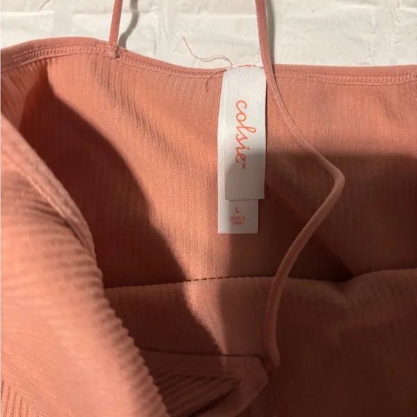 Peach Ribbed Bodysuit Orange Size L - Image 3