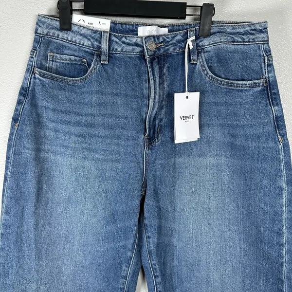 NEW Vervet Kate Barrel Leg Denim Jeans Women's Size 32 Blue Medium Wash - Image 2