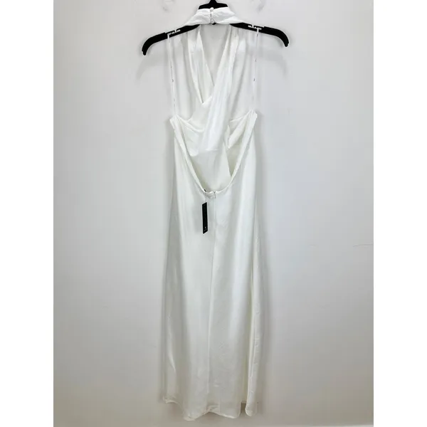 Lulus Beyond Classy White Satin Halter Midi Dress Cocktail Wedding XXL NWT - Image 10