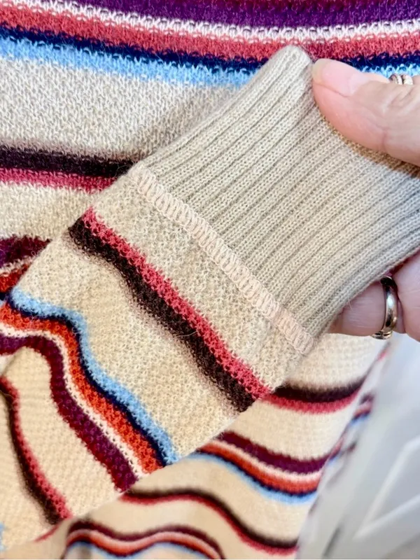 💥Free People Beach Road Trip Alpaca Blend Striped Boxy Sweater Sz S💛 - Image 8