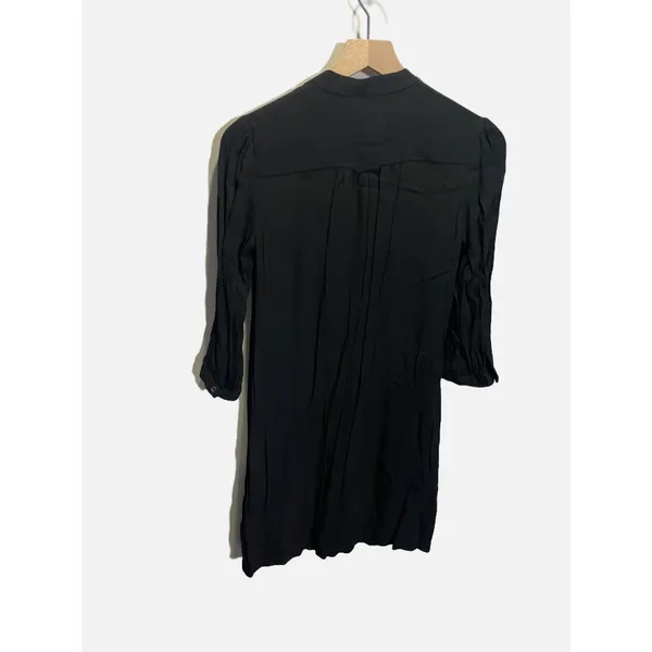 Maeve Mini Dress Women 2 Black Pleated Sleeve Mandarin‎ Collar Shift Boho Chic - Image 5