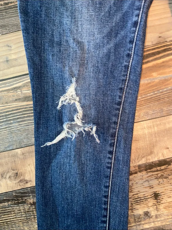 Sam Edelman The Kitten Mid Rise Dark Blue Distressed Skinny Jeans - Image 3