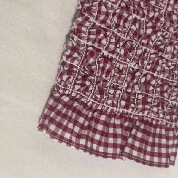 Petersyn Mini Benson Dress XS Smocked Off Shoulder Gingham Cotton NWT - Image 10