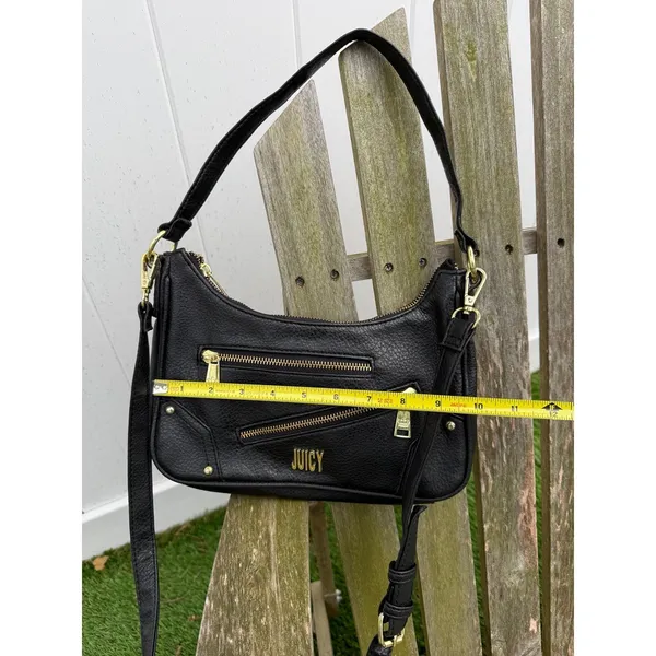 Juicy Couture Black Faux Leather‎ Moto Chic Crossbody Shoulder Bag Zipper NWOT G - Image 8