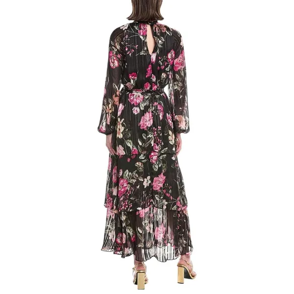 NWT Rachel by Rachel Roy Belted Chiffon Midi Dress Cascade Garden Black Multi 10 - Image 2