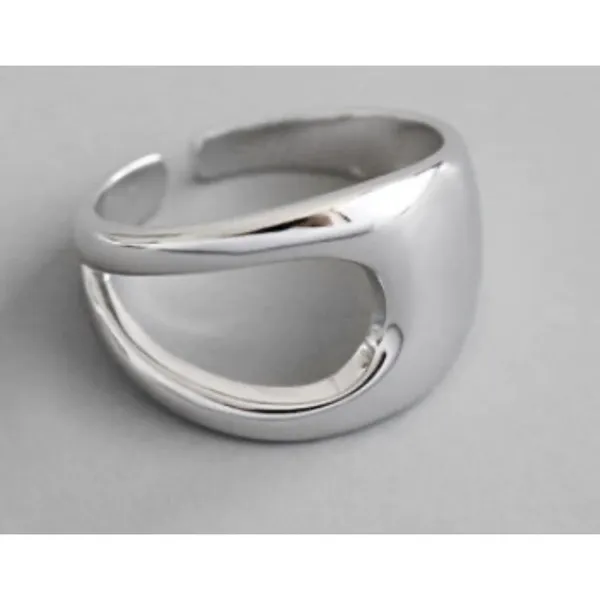 Boutique NEW‎ UNIQUE SILVER ABSTRACT RING, OPEN RING, SILVER ADJUSTABLE RING, UNISEX RING - Image 11