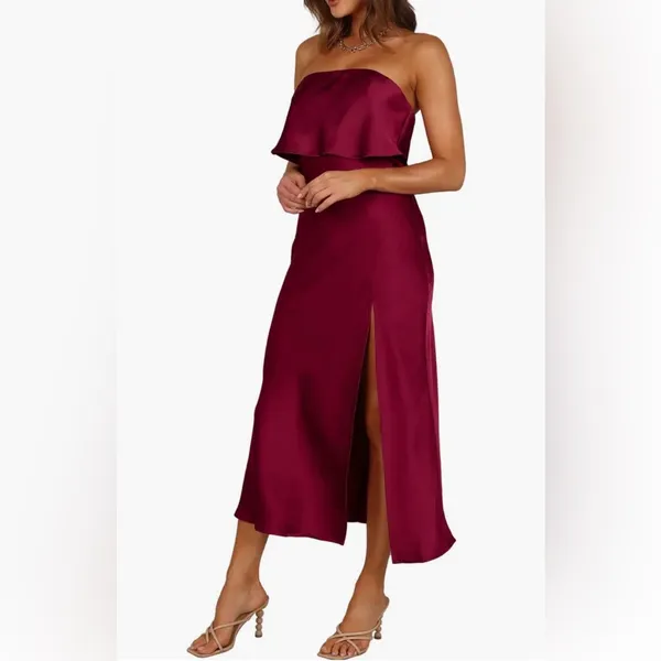 Petal and Pup Bec + Bridge Vienna Popover Strapless Satin Midi Dress Size Us XL - Image 2
