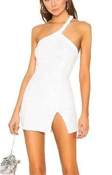 Superdown Cicely Mini Dress in White one shoulder - Image 2