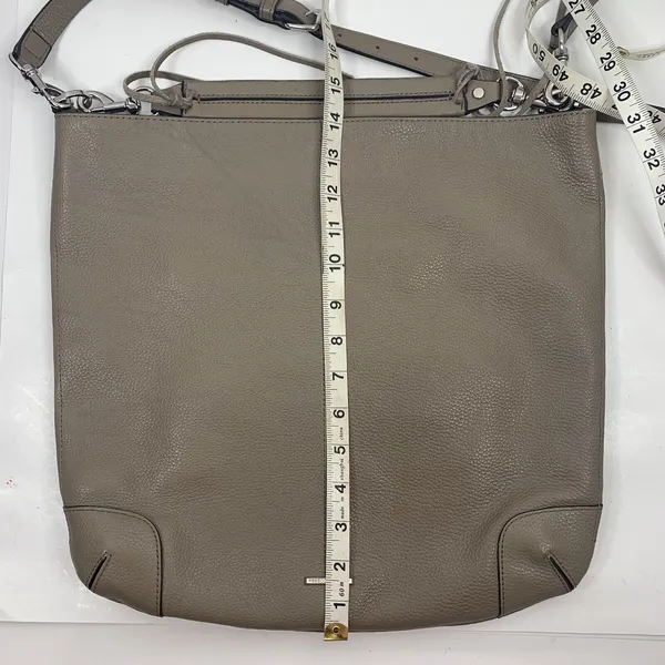 Rebecca Minkoff Reagan Taupe Pebbled Leather Crossbody Hobo Bag Silver Hardware - Image 11