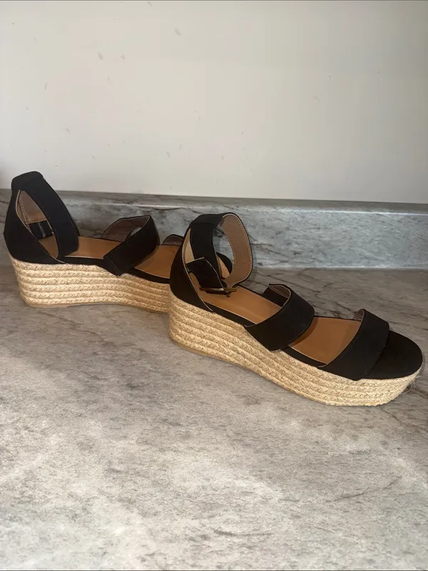Qupid Black Platform Espadrille Sandals with Ankle Strap - Image 6