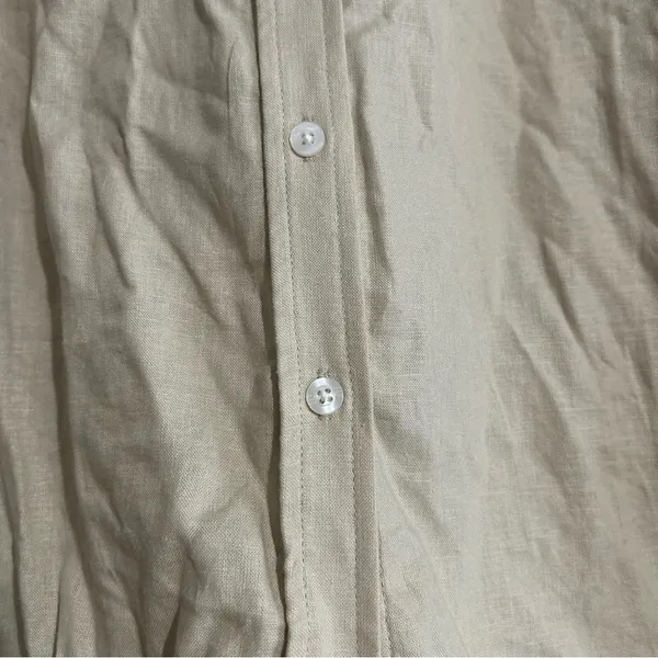 Gap Linen Rayon Button Down Shirt Khaki Tan XL Coastal Preppy Neutral Euro - Image 4