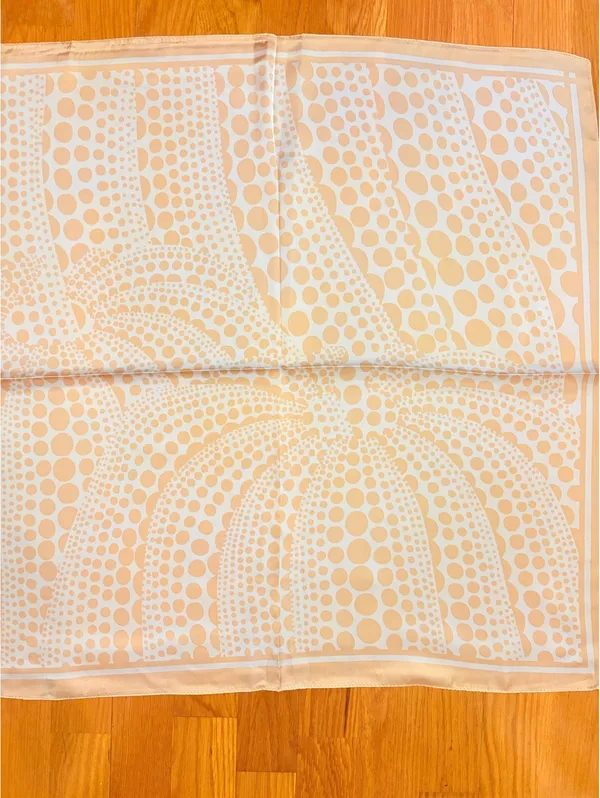 Women's Beige and Cream Polka Dot Satin Polyester Scarf - Image 3