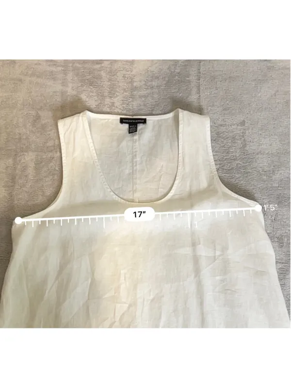 Saks Fifth Avenue White 100% Linen Sleeveless Maxi Dress S - Image 8
