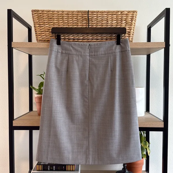 Banana Republic Stretch Wool Gray Heather Pencil Skirt, 4 - Image 3