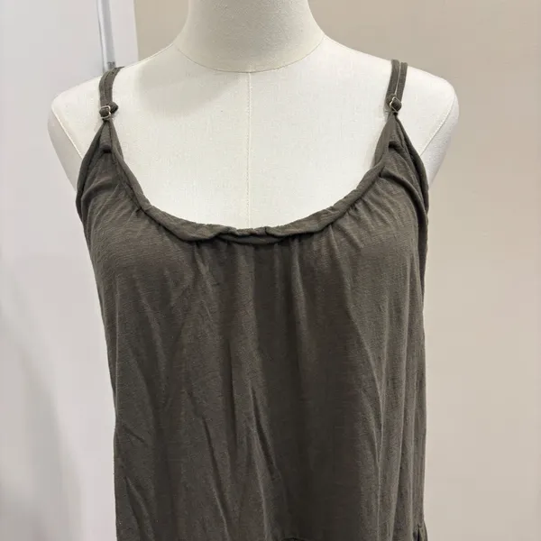 Natural Life Olive Green Tiered Babydoll Mini Dress Rayon Slub XS/S Boho Fairy - Image 4
