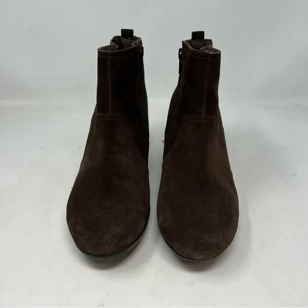 Clarks Crystal Quartz Brown Suede Wedge Ankle Boots Side Zip Womens 9M - Image 8