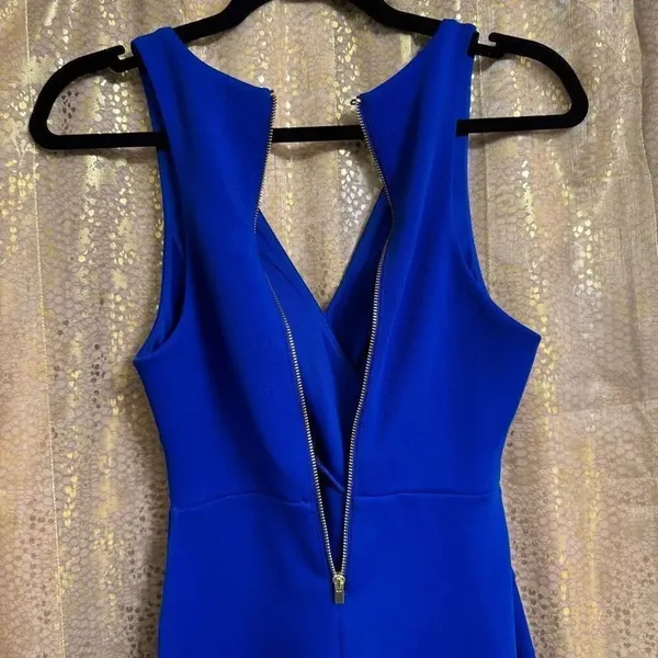 Express Royal Blue Zip Back Side Cutout Cocktail‎ Party Mini Dress Small - Image 7
