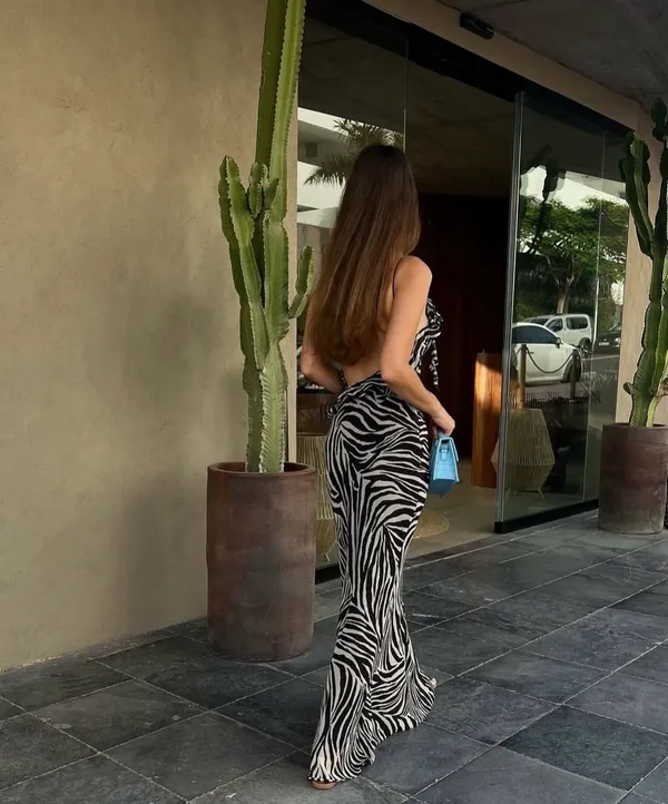 Zara dress maxi zebra animal print flower open back bodycon evening wedding - Image 13