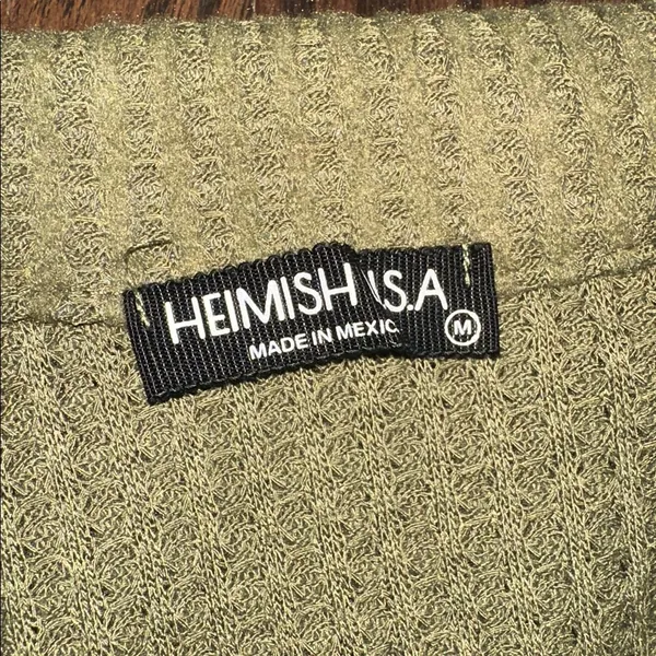 Heimish olive green waffle knit boho top size medium - Image 3