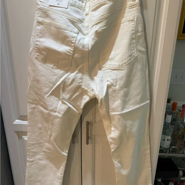 H&M White Slim Leg High-Waist Jeans Classic Denim 12 - Image 3