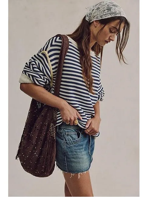 Free People Sunrise To Sunset Crochet Tote in Espresso Brown NWT - Image 2