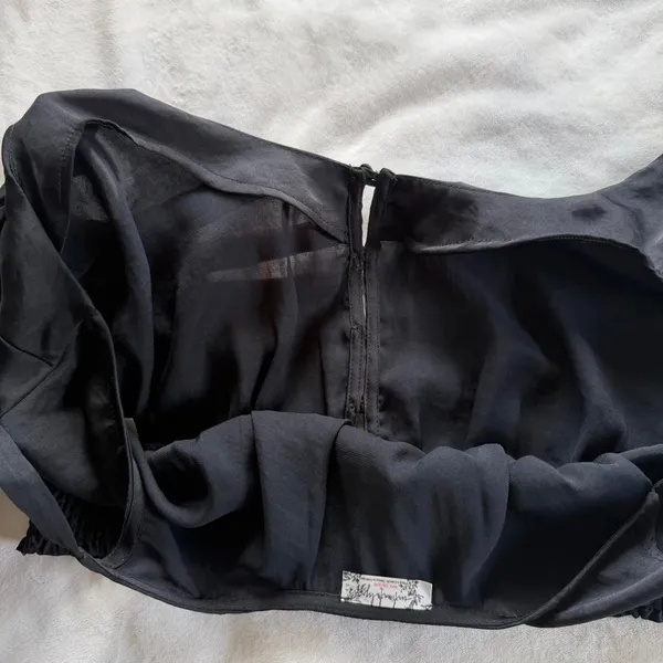Free People Intimately You Honey Black Satin Crop Top Size Small Boho Indie - Image 6