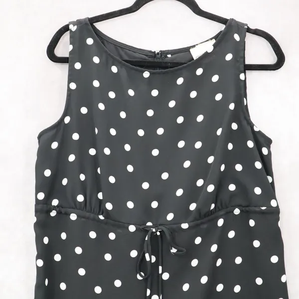 Apostrophe Black Polka Dot‎ Sleeveless Dress Knee Length Retro Tie Chic Large 12 - Image 3