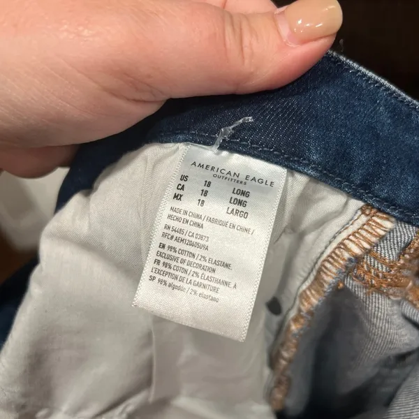 American Eagle Outfitters super stretch, Super Hi-rise blue‎ Size 18 long - Image 6