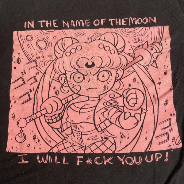 Vintage Sailor Moon T Shirt Cosplay Moon Guardian Punk Name Of The Moon F You Up - Image 2