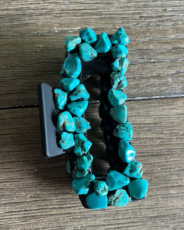 Handmade western turquoise claw clip Blue - Image 3