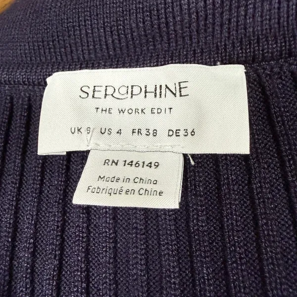 SERAPHINE The Work Edit Maternity Ribbed Cardigan Navy Blue Size 4 - Image 2