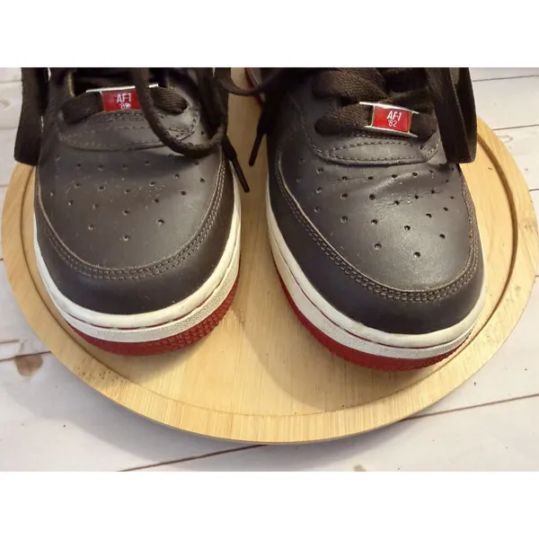 2006 Nike Air Force 1 MID XXV Brown & Red Players 314195-261 Size: 6.5 Y 8 Woman - Image 4