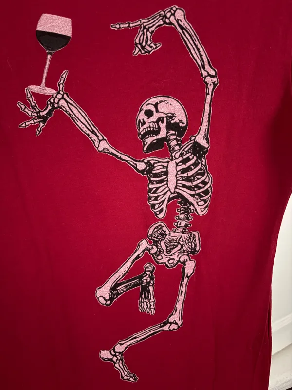 Red Tee with Dancing Skeleton Graphic Size S - Image 7