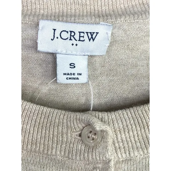 J.Crew Cotton Button Down Long Sleeve Crew Neck Sweater Cardigan S Cream #2304 - Image 9