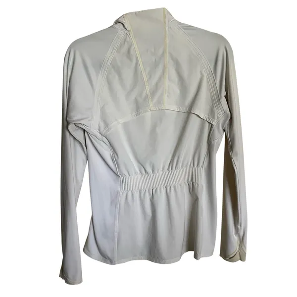 Athleta Jacket White Run‎ Free Full Zip Cinched Waist Vented Reflective Small - Image 2