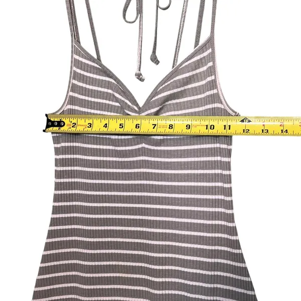 Abercrombie & Fitch Dress Womens XS Gray Striped Ribbed Knit Swing Sundress - Image 5