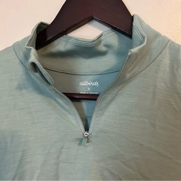 Allbirds Quarter Zip Pullover Natural Run Mid Layer Green Hush Athleisure Casual - Image 9