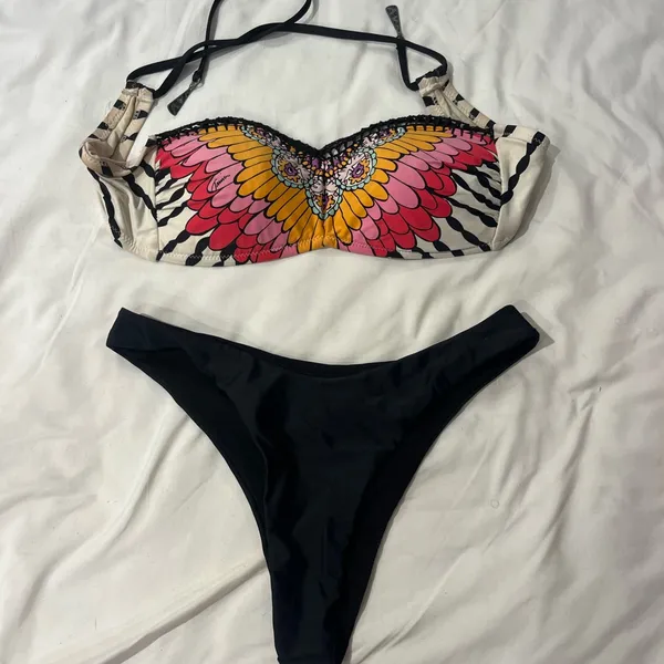 Trina Turk Pink and Orange Winged Bikini Set - Image 3