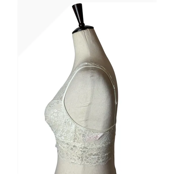 Candie's Lace Bralette Women Medium Ivory Strappy V Neck Wireless Intimates Sexy - Image 4