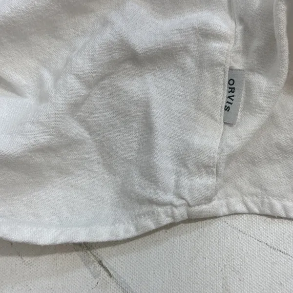 Orvis Linen White Beach Coastal Lagenlook Minimalist Blouse Size Medium - Image 10