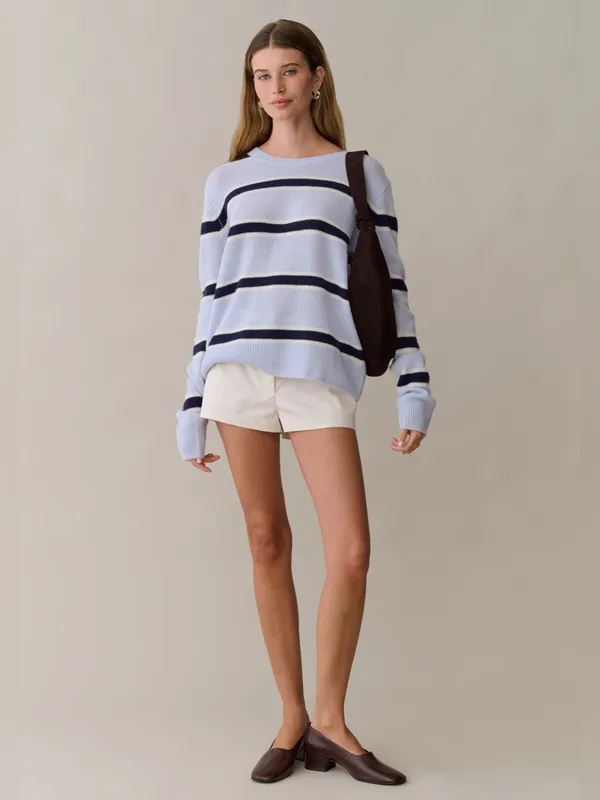 NWT Few Moda Sofia Cashmere Sweater size Small S blue stripe morning mist CAARA - Image 2